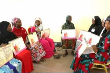 Community resource persons (CORPs) from newly liberated areas participate in group discussion during a training in Integrated Management of Childhood Illness in Maiduguri, Borno State WHO/ P Ajello