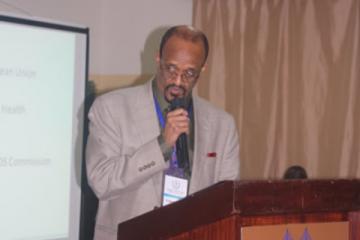 Dr Abdi Mohammed, WHO Representative making remarks at the official opening of the Health Policy Review Workshop