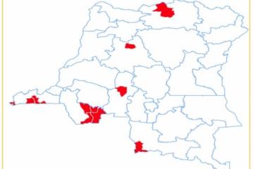 Zone de santé avec au moins un cas confirmé de fièvre jaune, 1er septembre 2016