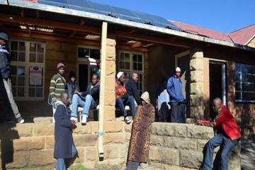 01 Young men queue for Voluntary Medical Male Circumcision at Scott Hospital, Morija