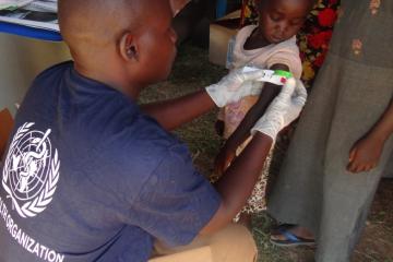 A nutritionist does MUAC screening as part of the organisation’s contribution to mark the UN Day