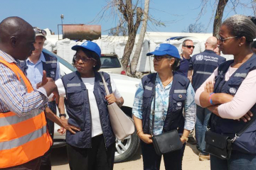 Dr Matshidiso Moeti (2nd from left) in Mozambique