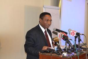 Dr Jackson Kioko, head of Department of Preventive and Promotive Health, MOH, speaks during the Polio  Stakeholders meeting in Nairobi