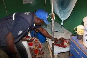 WHE Emergency Manager, Dr. Collins Owili at a Mubi Cholera Treatment Centre during the outbreak in Adamawa state - June 2018