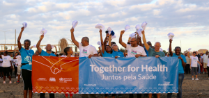 Human solidarity chain in Praia, Cabo Verde