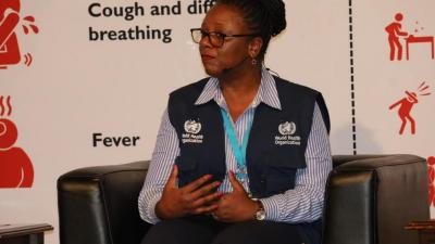 WHO COVID-19 Case Management Focal person at the COVID-19 Communication Centre sharing on patient management.  The one hour session was streamed live on all media houses in Namibia 