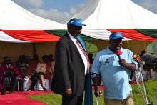  National immunization  Ambassador Harold Kipchumba is introduced to the guests by Governor Tunai. He said no child should ever suffer what he has gone through.