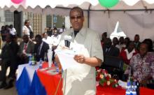 UNICEF Country Director, Mr Marcel Rudasingwa delivers the UN speech at the launch of WIW at Makadarara groun