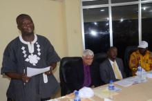 (L-R) Minister Tolbert Nyenswah, Dr Tony Chan, Dr Alex Gasasira and Minister Stanford Wesseh