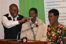  NTDs coordinator in  Kilifi county Mr Makazi, introducing Mr & Mrs  Katana. The couple gave a testimony how Lymphatic Filariaisis interventions removed their social and family suffering following successful Hydrocelectomy.