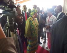 President Sirleaf in discussion with  her high level delegation as to what they can pledge