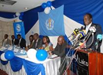 Dr. David Okello, Director ATM Cluster, WHO-AFRO addresses the media at the press conferences at the launch of the UA report.