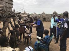 Dr Wamala, WHO Epidemiologist administering Cholera vaccine in Kapoeta East