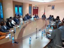 Rencontre ce jeudi à l'Immeuble du Gouvernement entre le Ministre Santé Publique et la délégation conjointe inter institutions sur le VIH et la TUB en visite en RDC. OMS/Eugene Kabambi