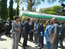 The Guest of Honor greeting the high level dinitaries at the launch