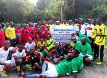 Cross section of kolahun hospital staff and kolahun public school staff after a football match during WHHD celebration, Lofa County, Liberia