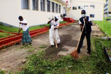 WHO IPC and WASH Officers join physical strength to give the JFK Medical Center a needed facelift