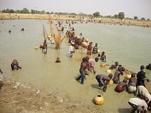 Children fishing in Schistosomiasis infested river 