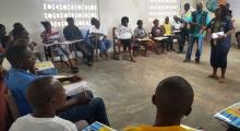 Mrs. Keah Kanneh, WHO County Coordinator making presentation during the community health volunteers training, Grand Cape Mount County