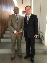 Dr Musango, WHO Representative in Mauritius in the company of H.E. Mr. Yoshiharu Kato, the Ambassador of Japan in Mauritius