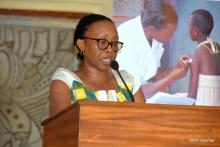 Dr Annet Kisake makes remarks at the Syumposium 