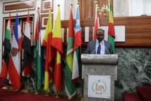 Dr Paul Mainuka, WHO delivering speech on behalf of WHO Director General, Dr Tedros Adhanom