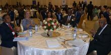 Former President of Botswana His Excellency Festus Mogae (foreground, right), a member of WHO High Level Commission on NCDs