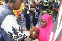 Dr Matshidiso Moeti, WHO Regional Director for Africa, participating in the seasonal malaria chemoprevention campaign in Borno State in 2017