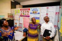 Prof Tomori (right) and Prof Rose Leke, the Chair of Africa Regional Certification Commission (ARCC) For Polio Eradication during the ARCC Visit to Ikeja LGA, Lagos Nigeria, 2019 