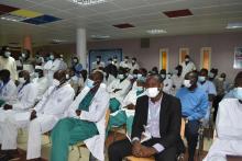 Le personnel soignant de l’Hôpital « La Renaissance » présent à la cérémonie de lancement.