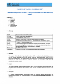 Standard Operating Orocedure (SOP): Waste management of used COVID-19 vaccines vials and ancillary supply